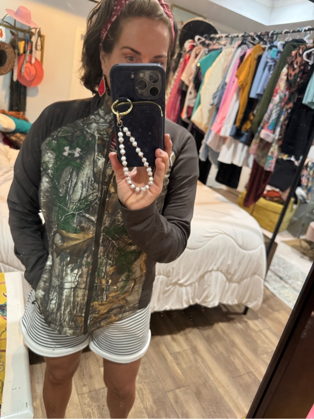 LG Women's Green Camo Utility Jacket with Black Sleeves